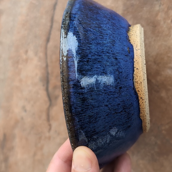 Handmade Studio Ceramics Pottery Hand Thrown Bowl Blue Black Glazed - Picture 5 of 5